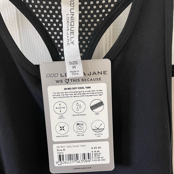 NEW ❤️ Lorna Jane Defy Excel Tank Black & White Size M - Picture 5 of 6